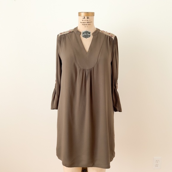 Embroidered Velvet Bell Sleeve Dress Carolina Belle Sz 8 Boho Fairycore Witchy - Picture 1 of 15
